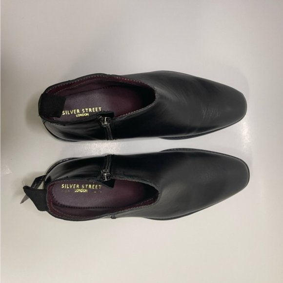 Silver Street Leather Boots Men's Size 8 Wide Fit Black Flat Brogue Style NEW - Picture 9 of 14